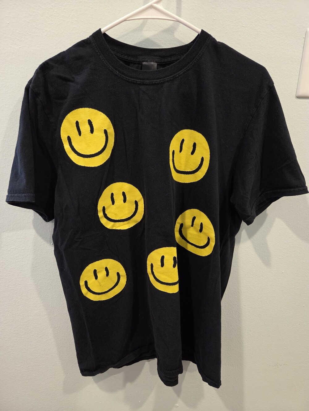 Sweet Claire Black T-Shirt with Yellow Smiley Faces